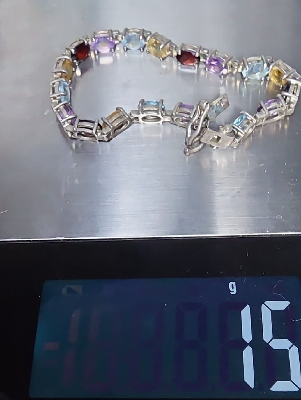 Estate Multi-Color Gemstone Tennis Bracelet - Women Jewelry - Picture 8 of 8
